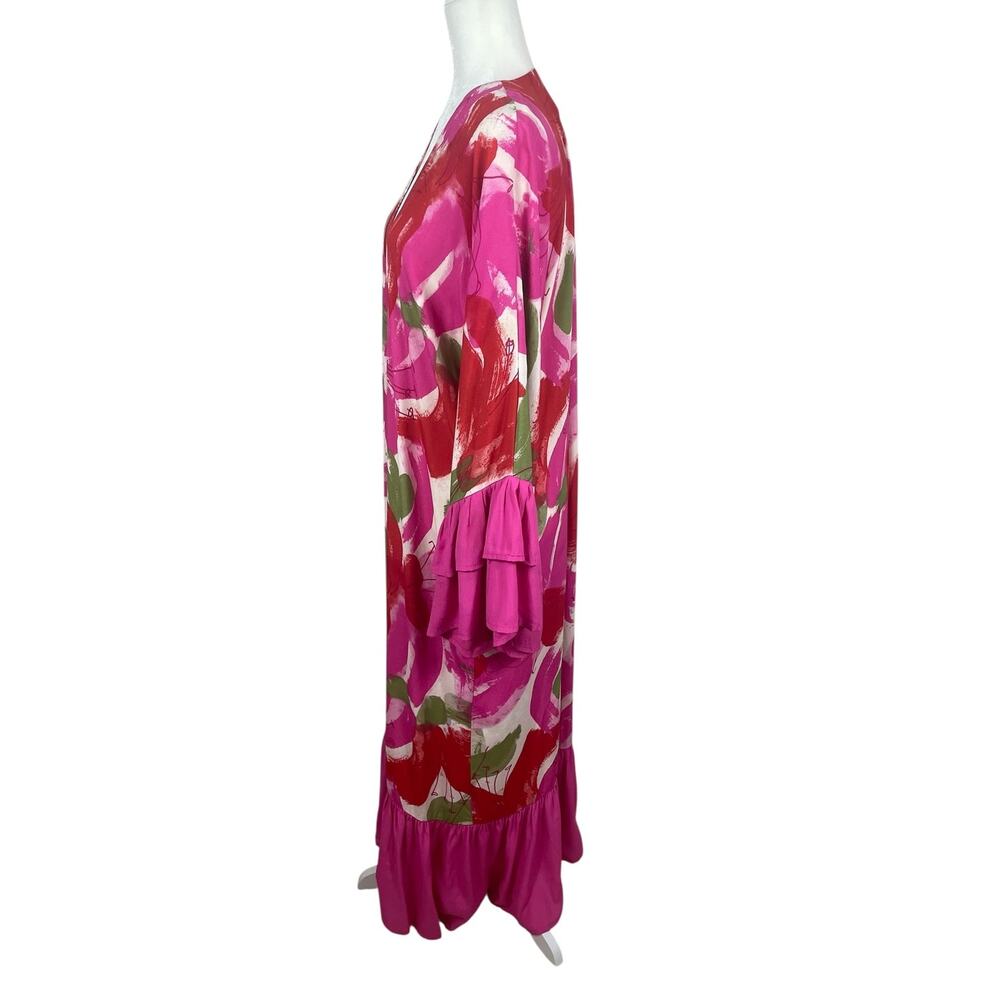 Anthropologie Bel Kazan Floral Kaftan Kimono Maxi Duster Ruffles Bell Sleeve OS - Picture 10 of 15